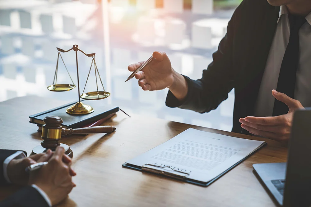 counseling lawyer business lawyers working about legal legislation in the courtroom to help their customer