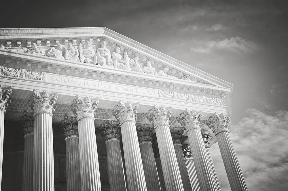 Black and White Photograph of the United States Supreme Court in Washington DC